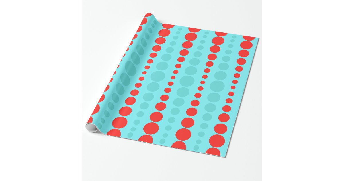 Retro Red and Turquoise Jumbo Dots Wrapping Paper