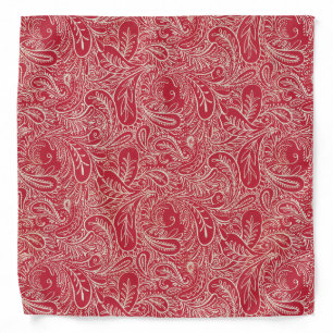 Retro Red and White Faux Denim Paisley Bandana