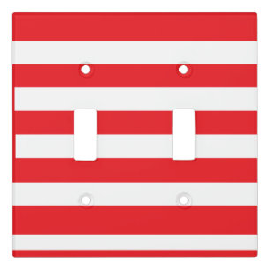 Retro Red And White Stripes Light Switch Cover
