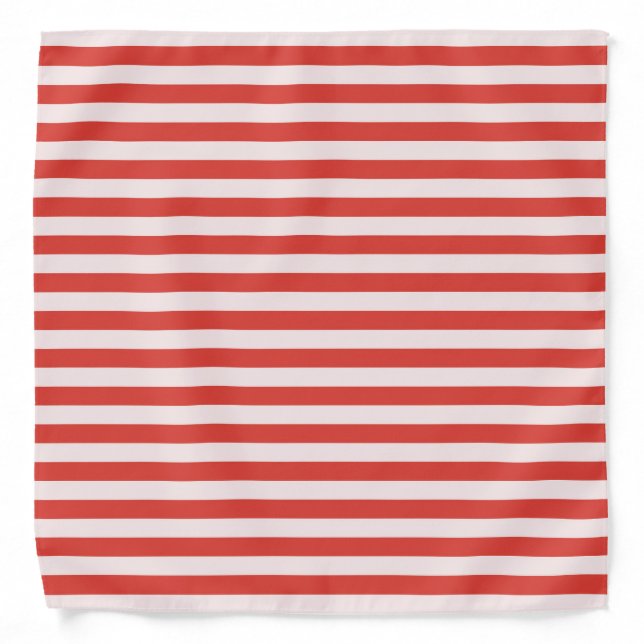 Retro Red and White Stripes Thin Striped Bandana (Front)