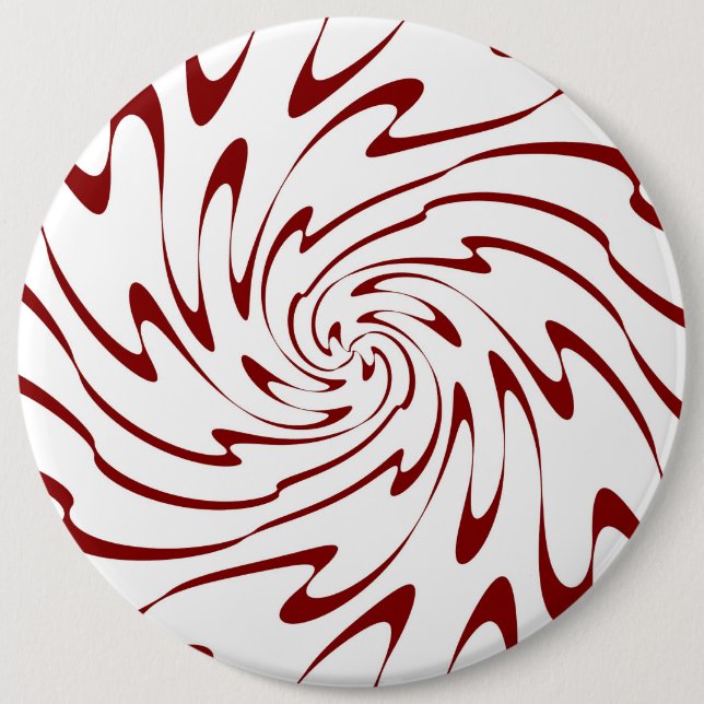 Retro Red and White Waves Abstract Art Pinback Button (Front)