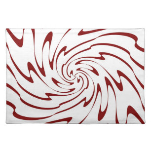 Retro Red and White Waves Abstract Art Placemat