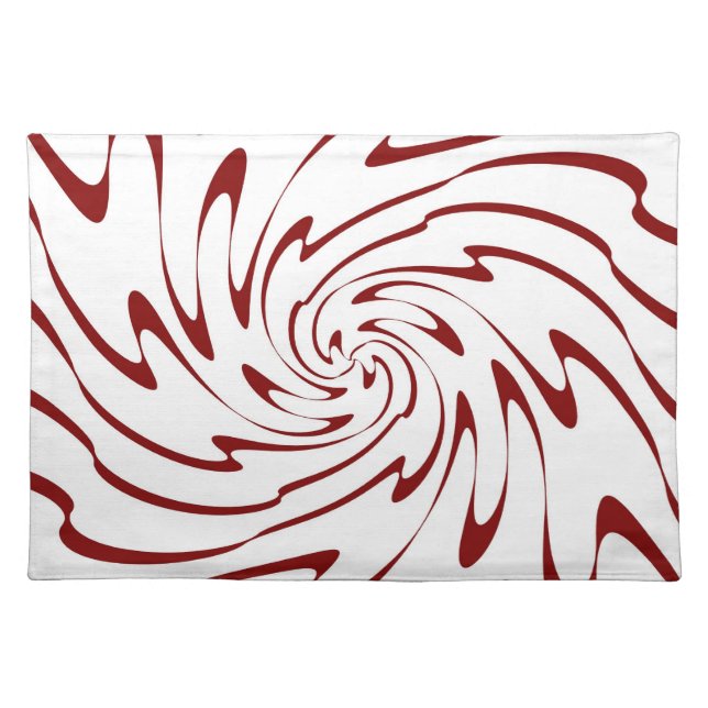 Retro Red and White Waves Abstract Art Placemat (Front)