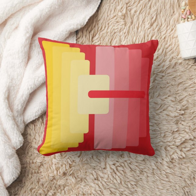 Retro Red and Yellow Throw Pillow (Blanket)