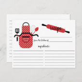 Retro Red Apron Kitchen Tools Recipe Card (Front/Back)