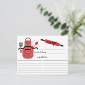 Retro Red Apron Kitchen Tools Recipe Card (Standing Front)