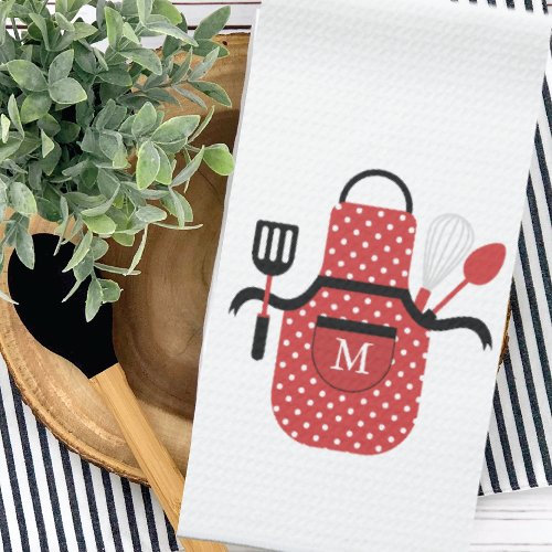 Retro Red Apron Kitchen Towel