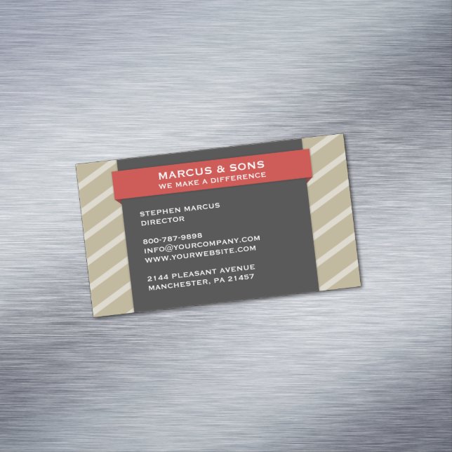 Retro Red Banner Business Card Magnet (In Situ)