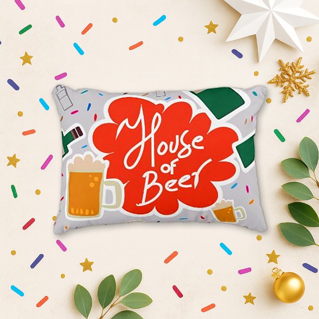 Retro Red Beer Bottles Party Decorative Pillow (Creator Uploaded)