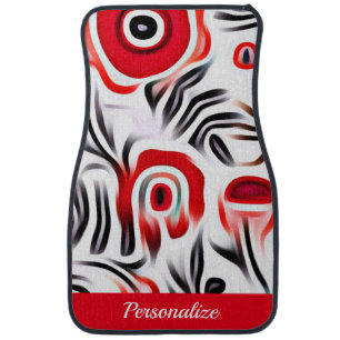 Retro Red Black Art Deco Design Unique Pattern  Car Floor Mat