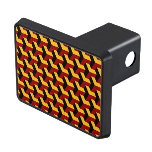 Retro Red Black Barcelona Geometric Cube Pattern Hitch Cover