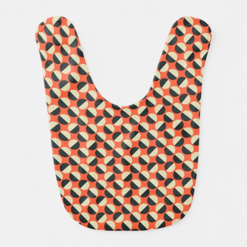 Retro Red Black Beige Dot Sixties Pattern Baby Bib