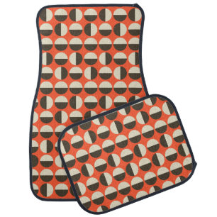 Retro Red Black Beige Dot Sixties Pattern Car Floor Mat