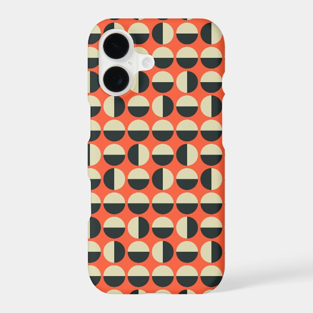Retro Red Black Beige Dot Sixties Pattern Case-Mate iPhone Case (Back)