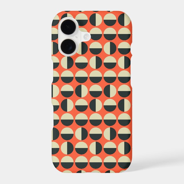 Retro Red Black Beige Dot Sixties Pattern Iphone Case (Back)