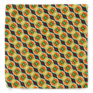 Retro Red Black Blue Yellow Brown Pattern Bandana