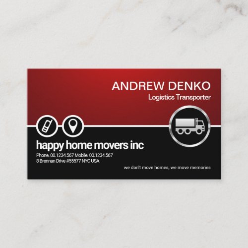 Retro Red Black Layer Stylish Location Icon Truck Business Card