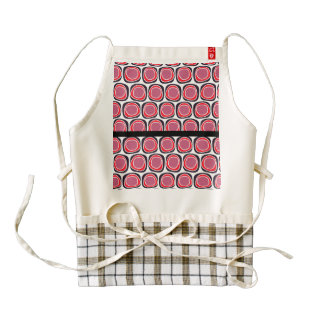 Retro red black polka dots pattern zazzle HEART apron