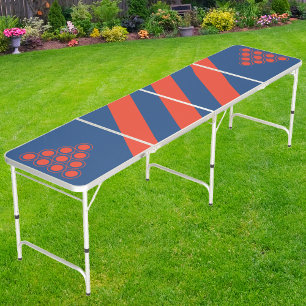 Retro Red & Blue Three Stripes Beer Pong Table