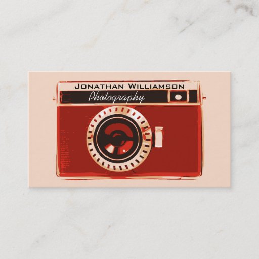 Customizable Retro Red Camera Photography Business Cards