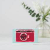 Retro Red Camera Photography Business Cards (Standing Front)
