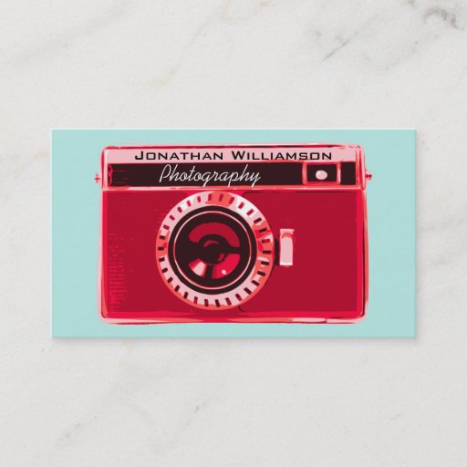 Customizable Retro Red Camera Photography Business Cards