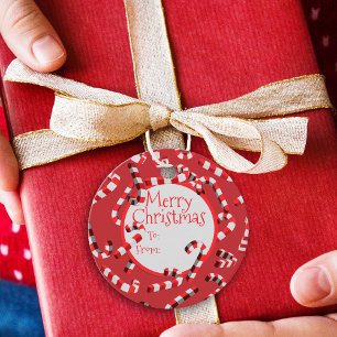 Retro Red Candy Cane Blizzard Merry Christmas Favor Tags