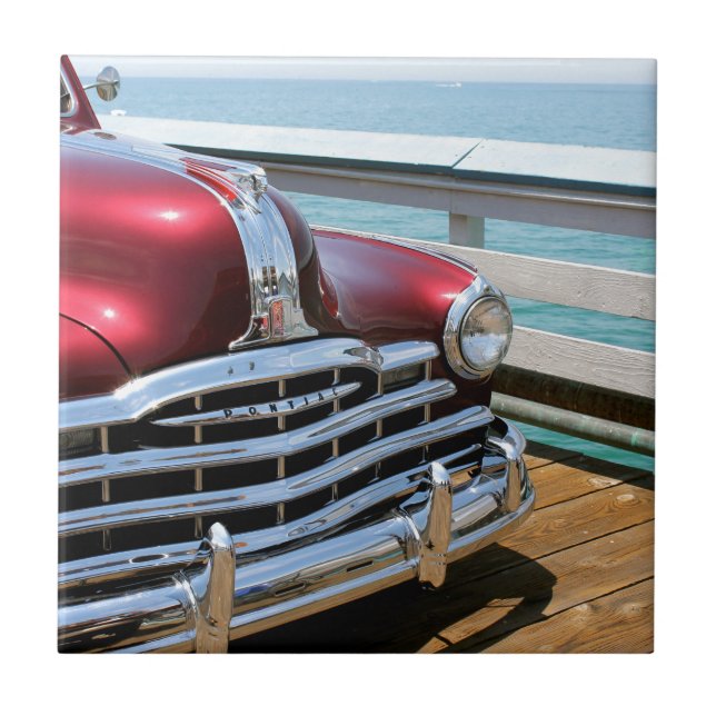 Retro Red Car Ceramic Tile (Front)