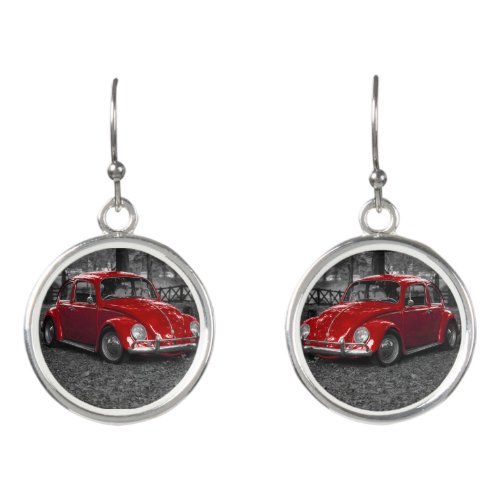 Retro Red Car Dangle Earrings