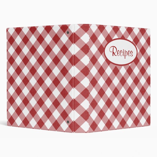 Retro Red Checked Recipe Binder (Background)