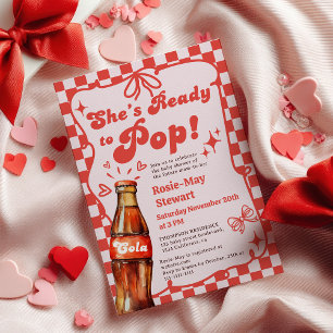 Retro Red Checker Ready to Pop Cola Baby Shower Invitation