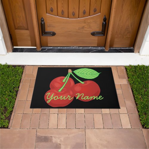 Retro Red Cherries Cherry Cluster Doormat