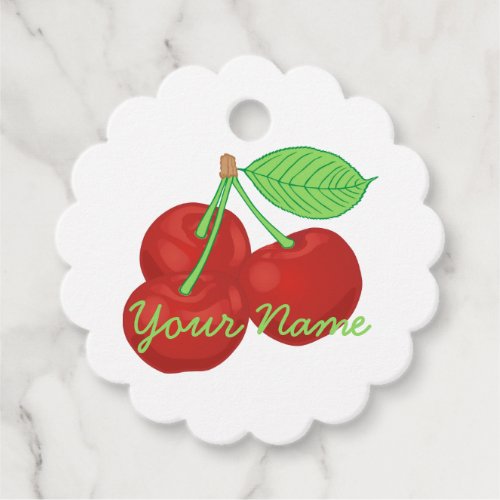 Retro Red Cherries Cherry Cluster Favor Tags