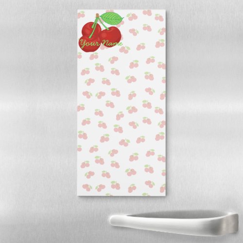 Retro Red Cherries Cherry Cluster Magnetic Notepad