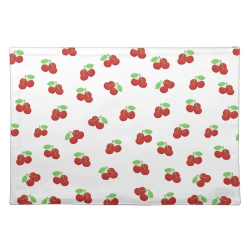 Retro Red Cherries Cherry Pattern Cloth Placemat