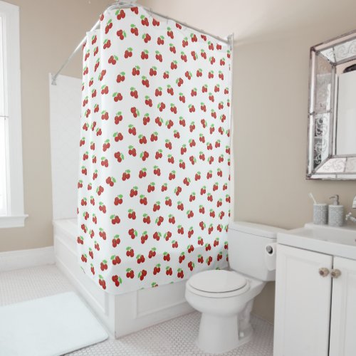 Retro Red Cherries Cherry Pattern Shower Curtain