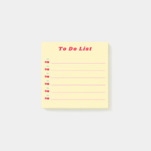 Retro Red Cherry Bullet Point To Do List Yellow Post-it Notes