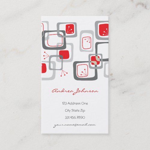 Retro Red Cherry Squares Groovy Funky Profile Card Business Card Templates