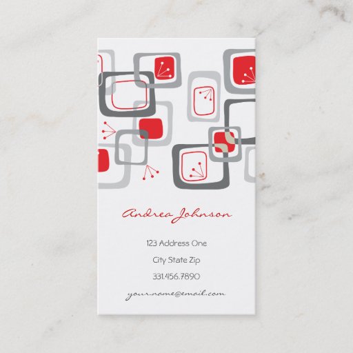 Customizable Retro Red Cherry Squares Groovy Funky Profile Card Business Card Templates