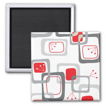 Retro Red Cherry Squares Magnet by fat_fa_tin at Zazzle
