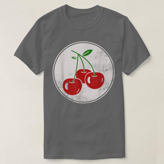 Retro Red Cherry Triple Cherries Fruit Lover  T-Shirt (Design Front)