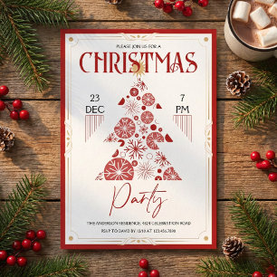 Retro Red Christmas Party Invitation