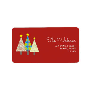 Retro Red Christmas Return Address Label
