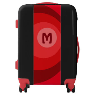 Retro Red Circles Monogram Luggage