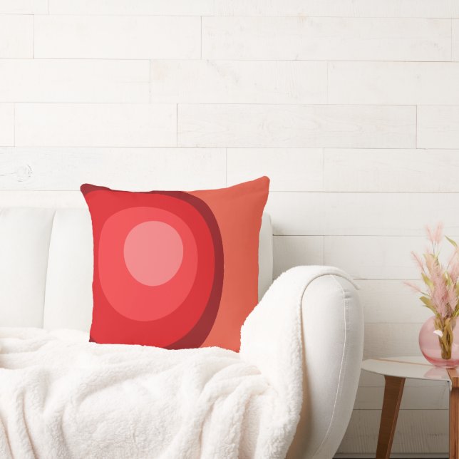 Retro Red Circles Throw Pillow (Couch)