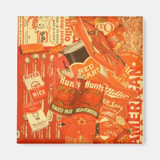 Retro red collage magnet