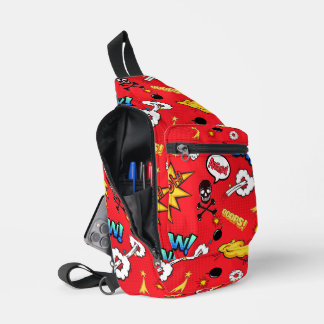 Retro Red Comic Book Pop Art Explosion Pattern Sling Bag