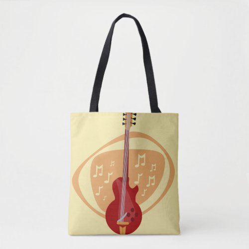 Retro Red Cool Guitar Tote Bag