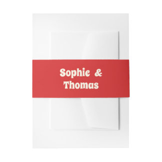 Retro Red & Cream Bold Wedding Invitation Belly Band