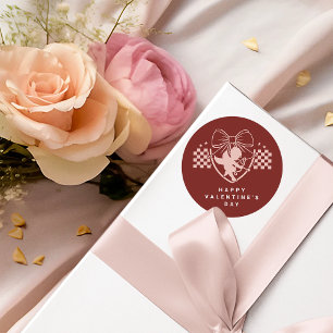 Retro Red Cupid Singles Valentine's Day Party Classic Round Sticker